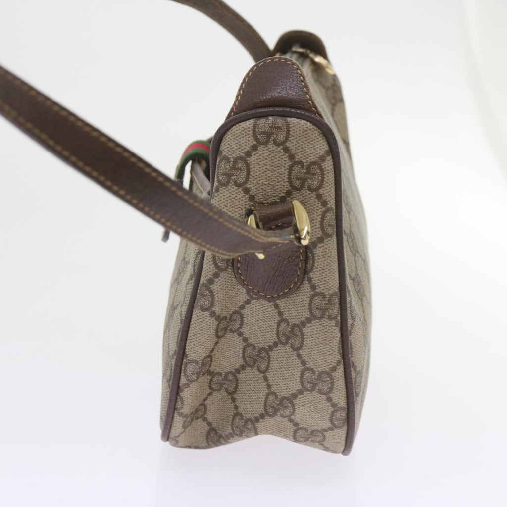GUCCI GG Canvas Web Sherry Line Shoulder Bag PVC Leather Beige Green ep2244
