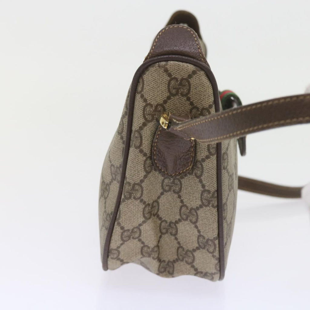 GUCCI GG Canvas Web Sherry Line Shoulder Bag PVC Leather Beige Green ep2244