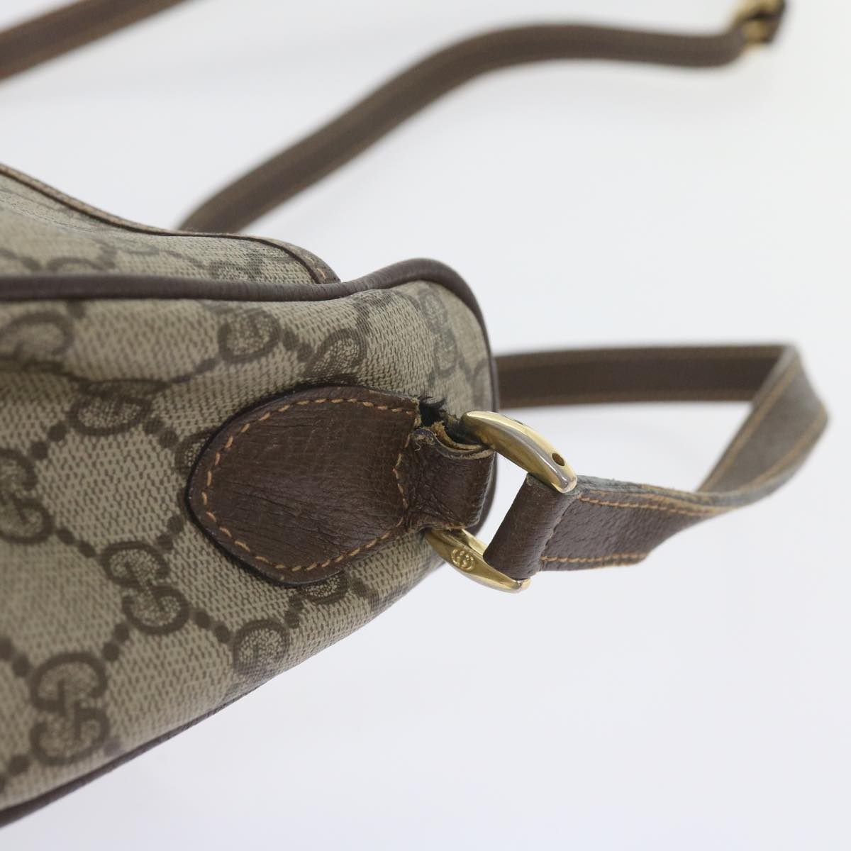 GUCCI GG Canvas Web Sherry Line Shoulder Bag PVC Leather Beige Green ep2244
