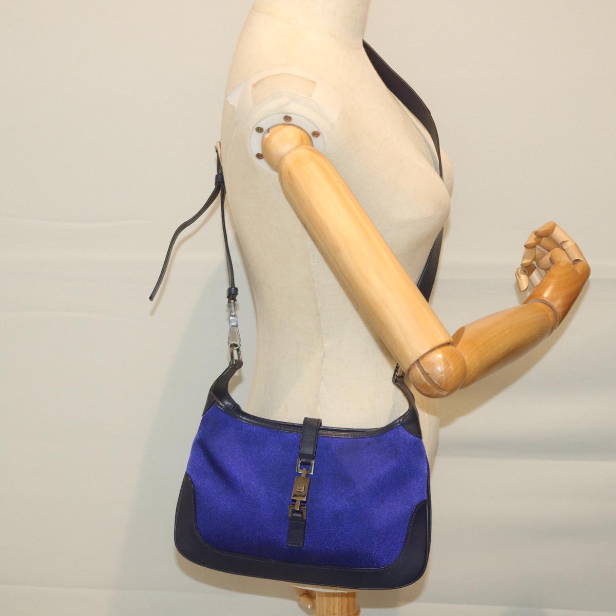 GUCCI Jackie Shoulder Bag Nylon Leather Blue 001 4264 002058 ep2247