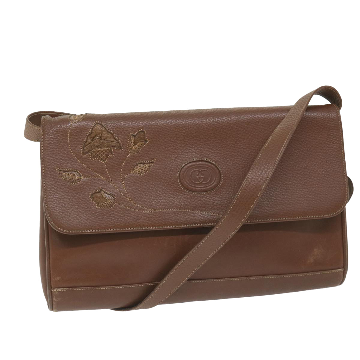 GUCCI Shoulder Bag Leather Brown ep2261