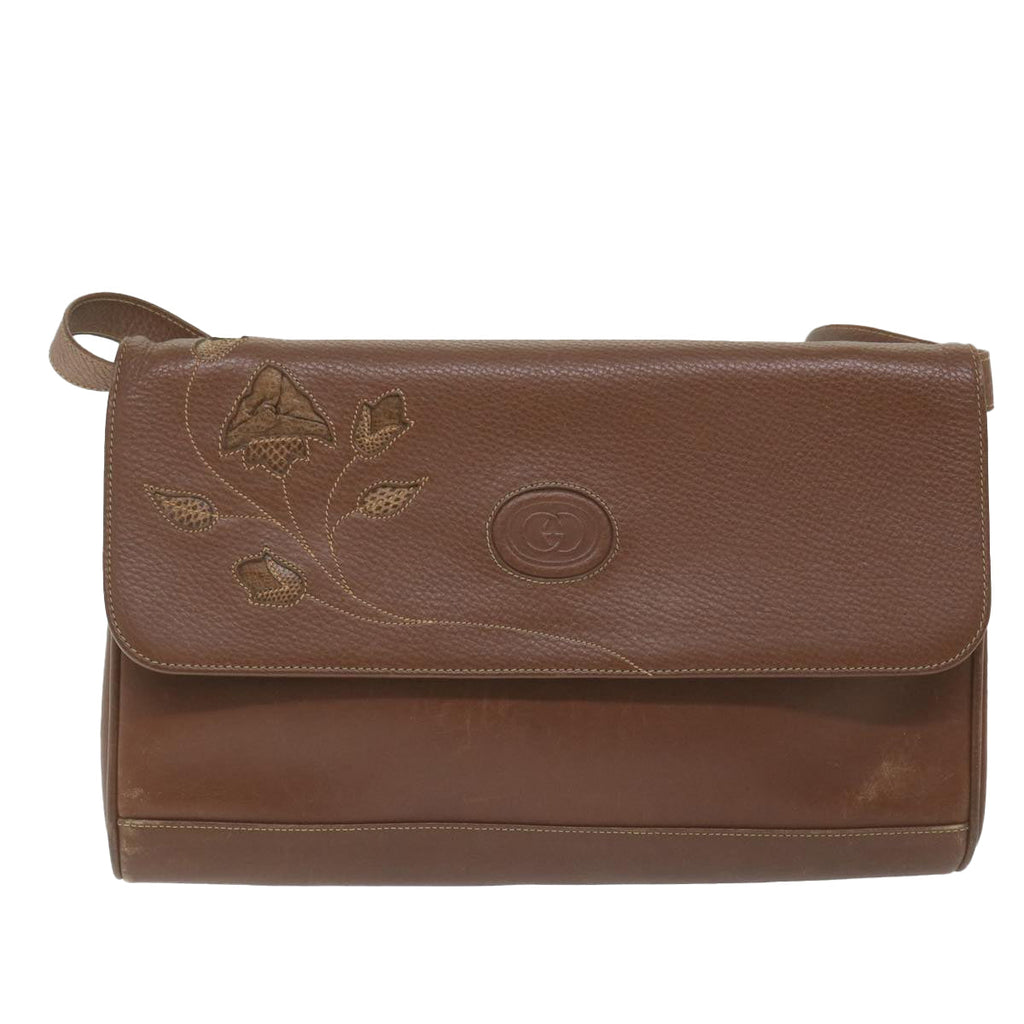 GUCCI Shoulder Bag Leather Brown ep2261