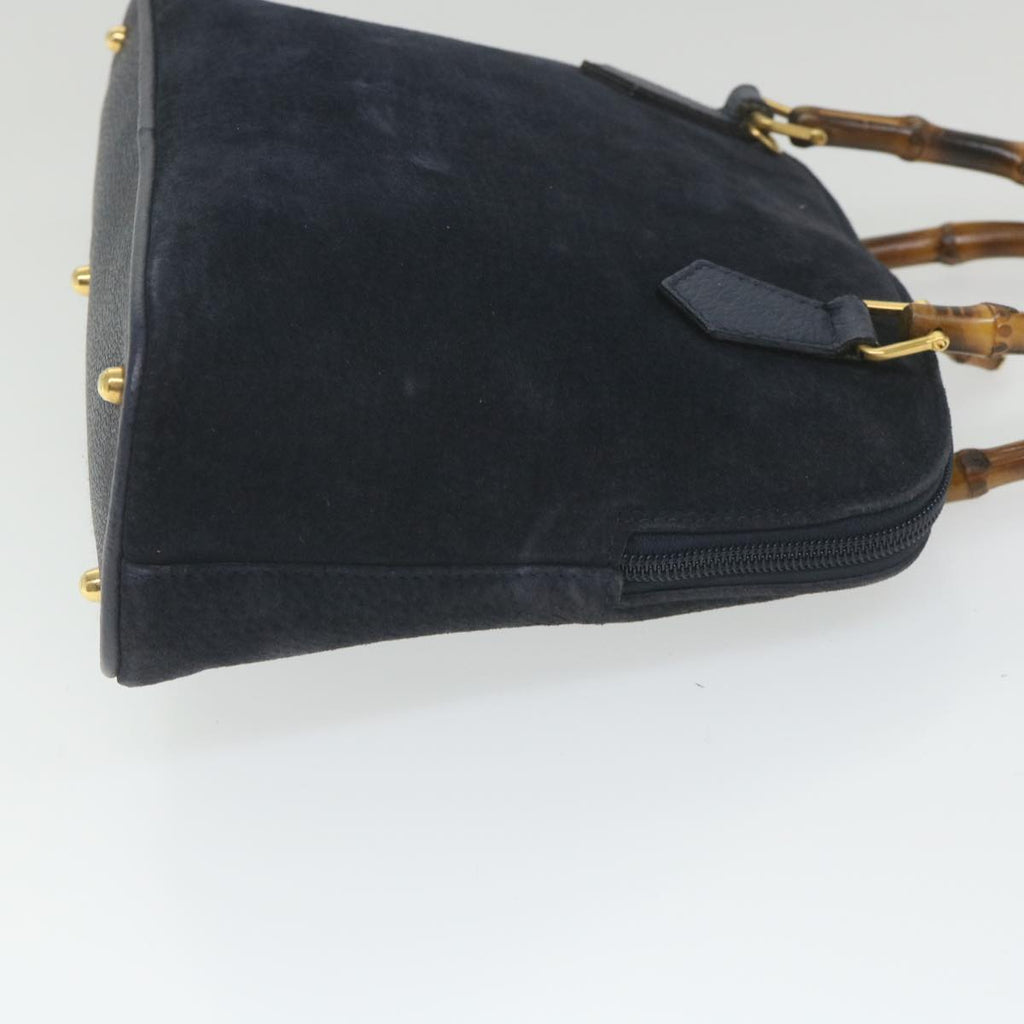 GUCCI Bamboo Hand Bag Suede 2way Navy 000 2058 0290 0 ep2263