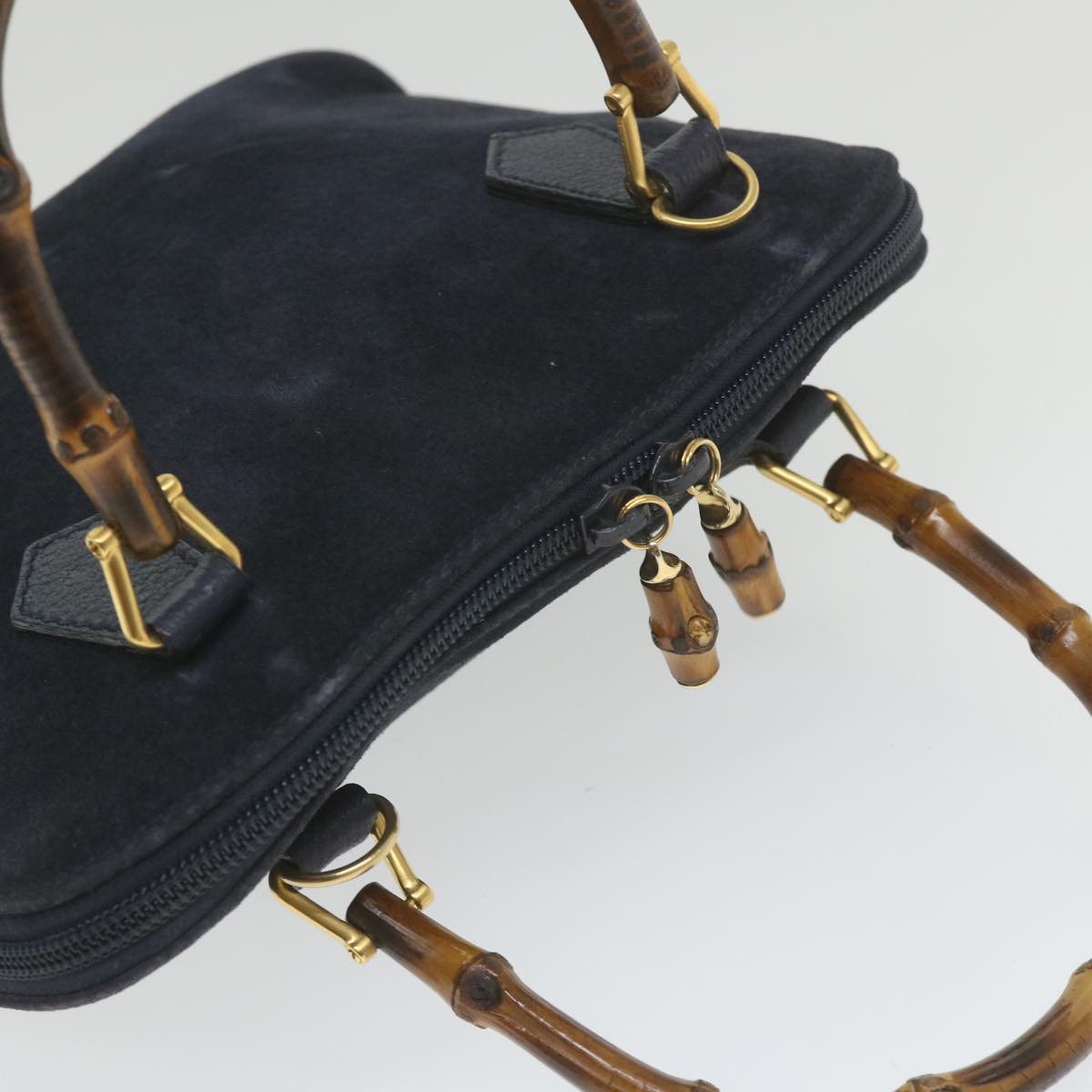GUCCI Bamboo Hand Bag Suede 2way Navy 000 2058 0290 0 ep2263