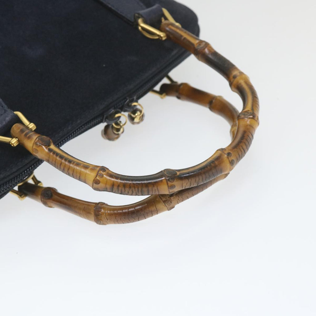 GUCCI Bamboo Hand Bag Suede 2way Navy 000 2058 0290 0 ep2263