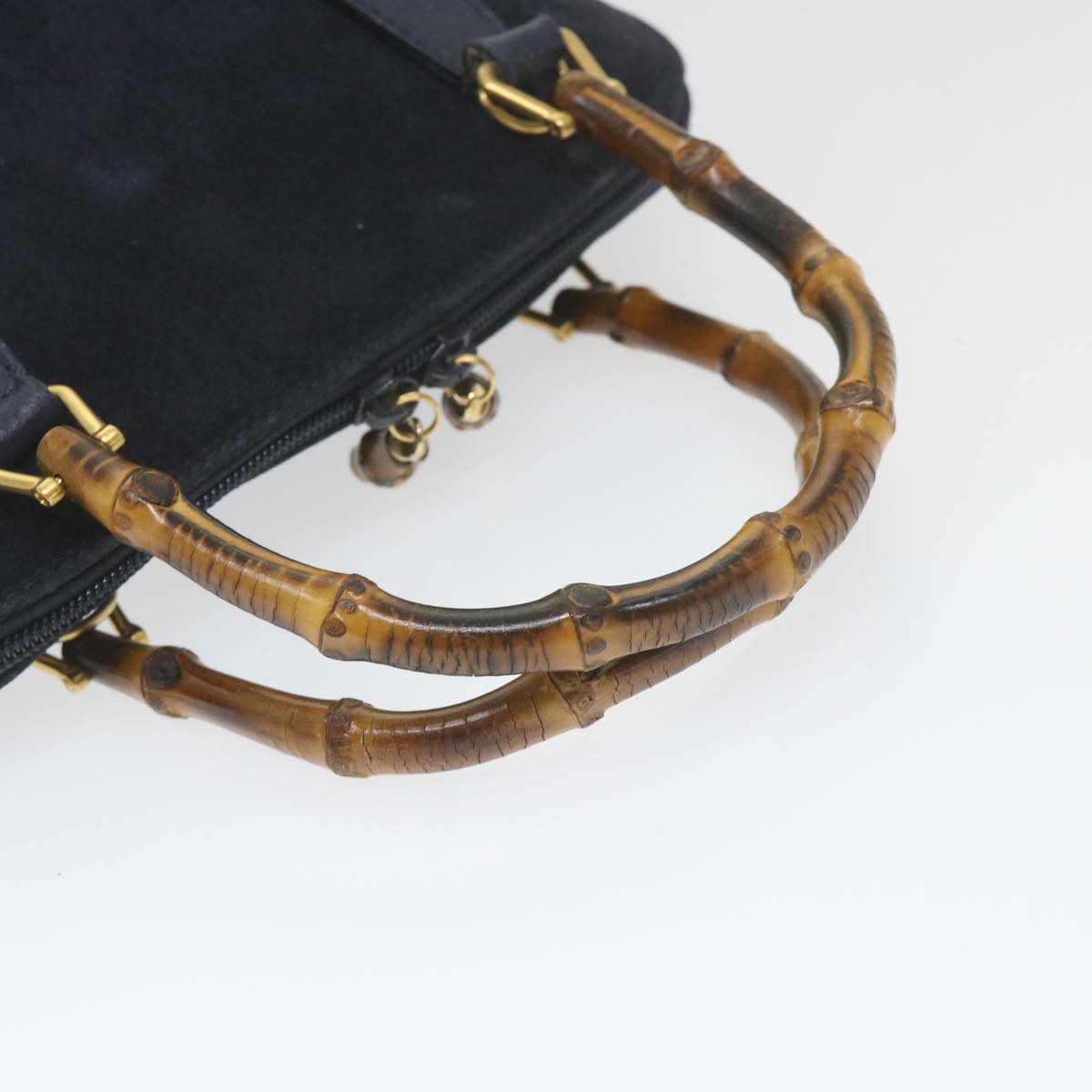 GUCCI Bamboo Hand Bag Suede 2way Navy 000 2058 0290 0 ep2263