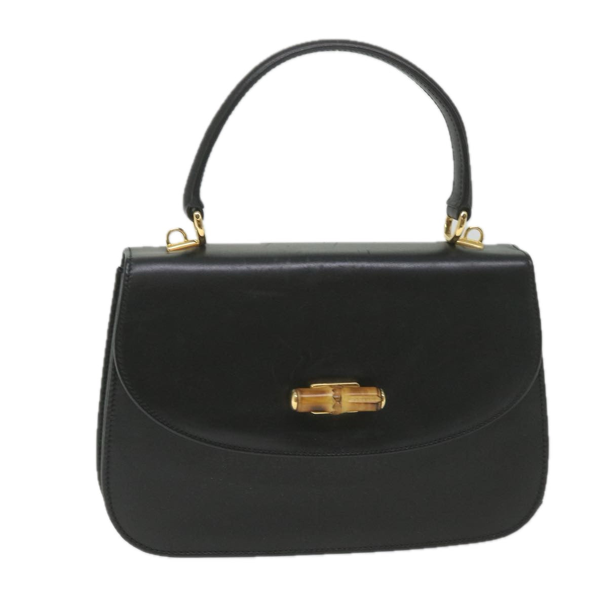 GUCCI Bamboo Hand Bag Leather Black 000 406 ep2265
