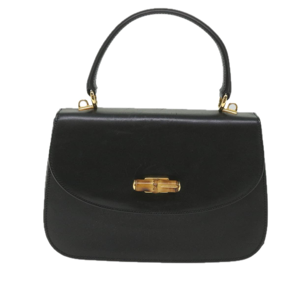 GUCCI Bamboo Hand Bag Leather Black 000 406 ep2265
