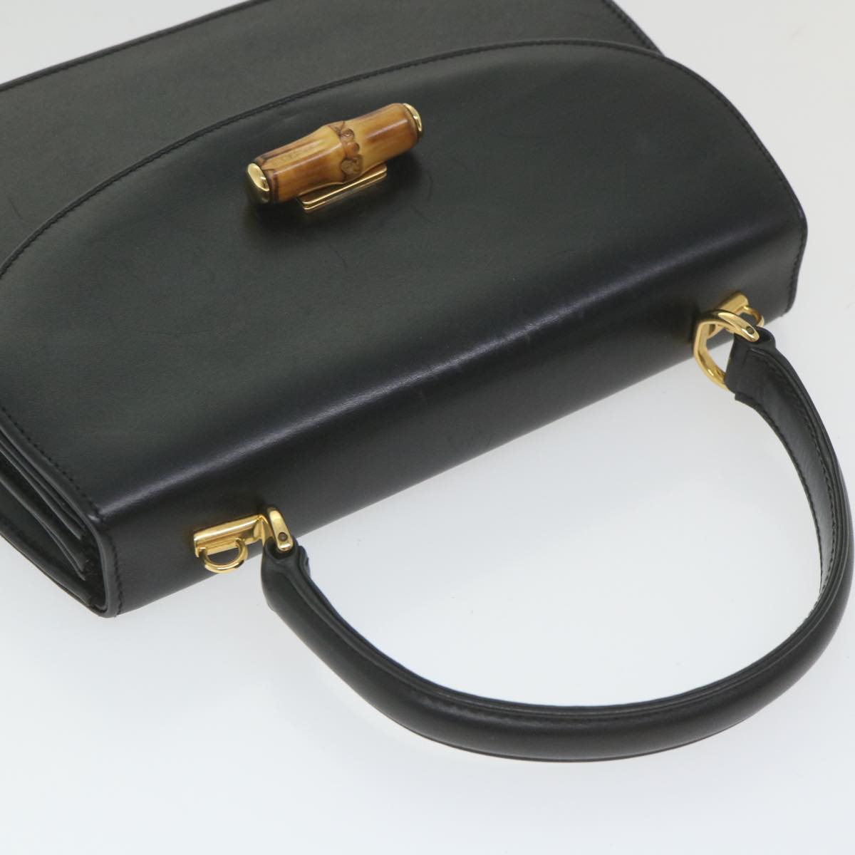 GUCCI Bamboo Hand Bag Leather Black 000 406 ep2265