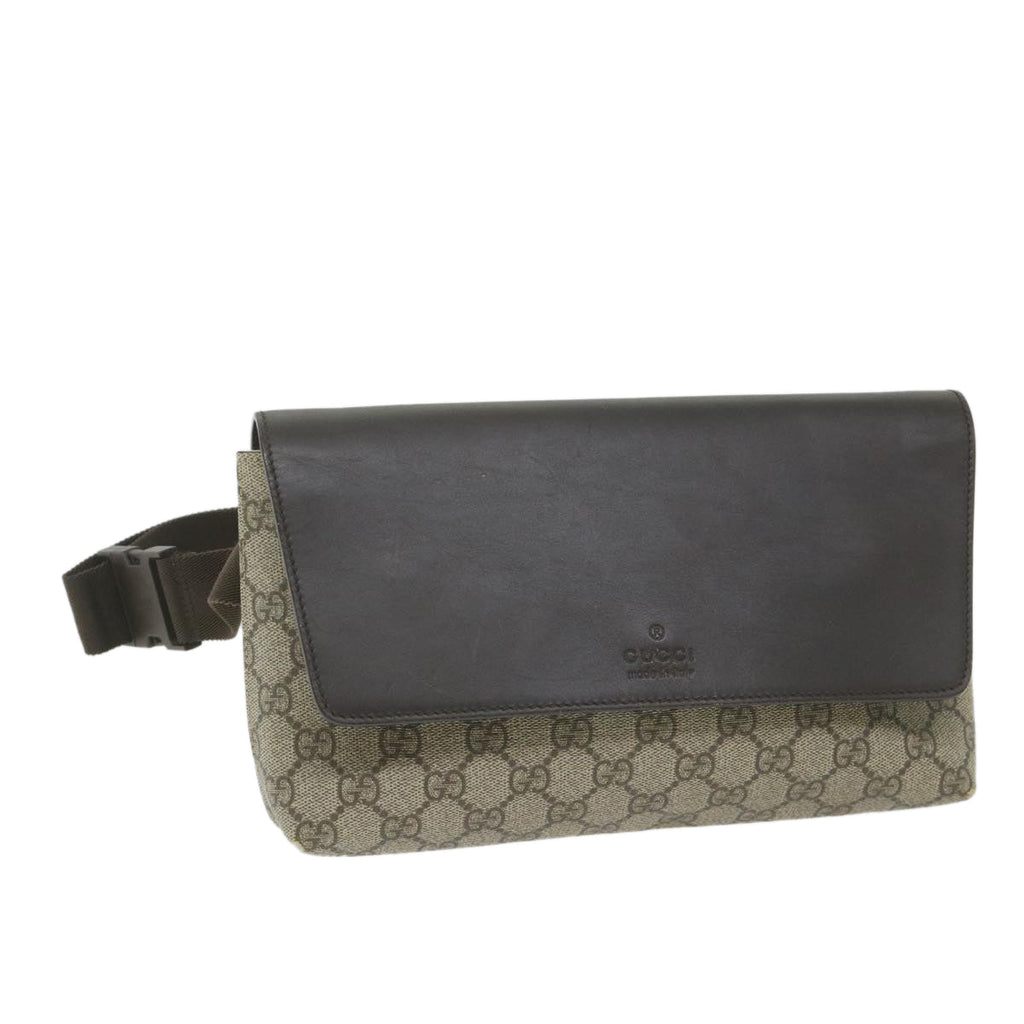 GUCCI GG Supreme Waist bag PVC Leather Beige 353435 ep2270