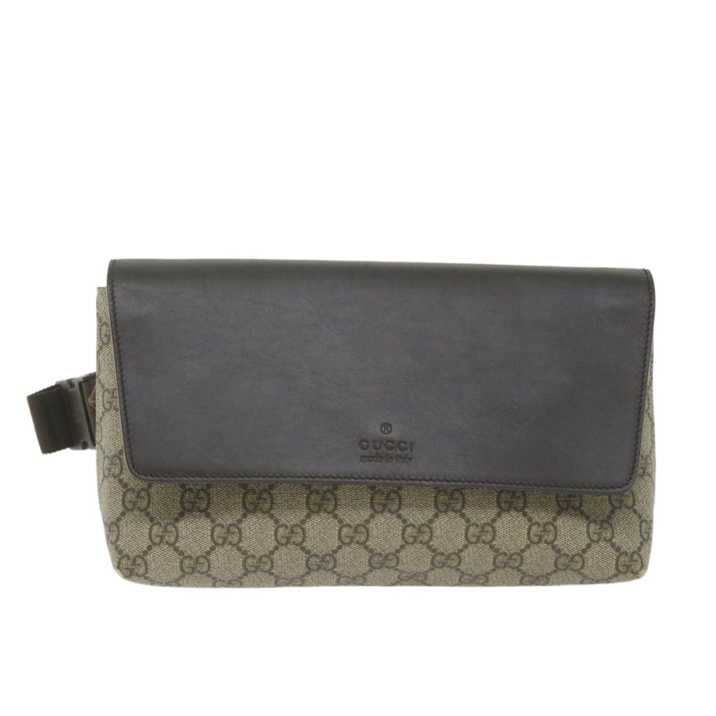 GUCCI GG Supreme Waist bag PVC Leather Beige 353435 ep2270