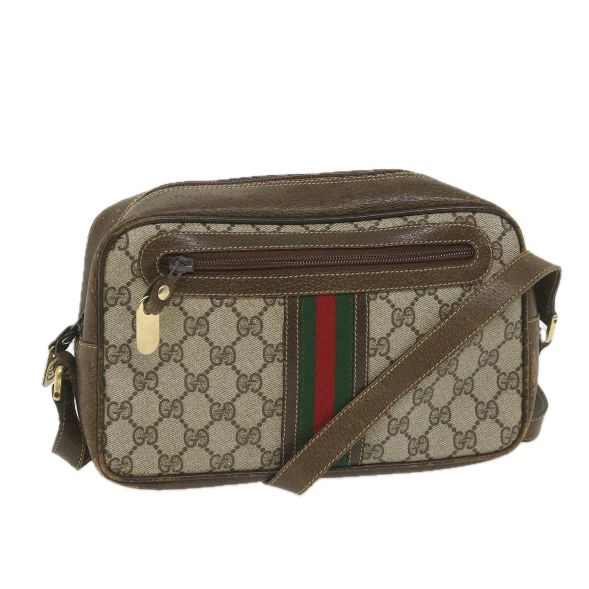 GUCCI GG Supreme Web Sherry Line Shoulder Bag Red Beige Green ep2271
