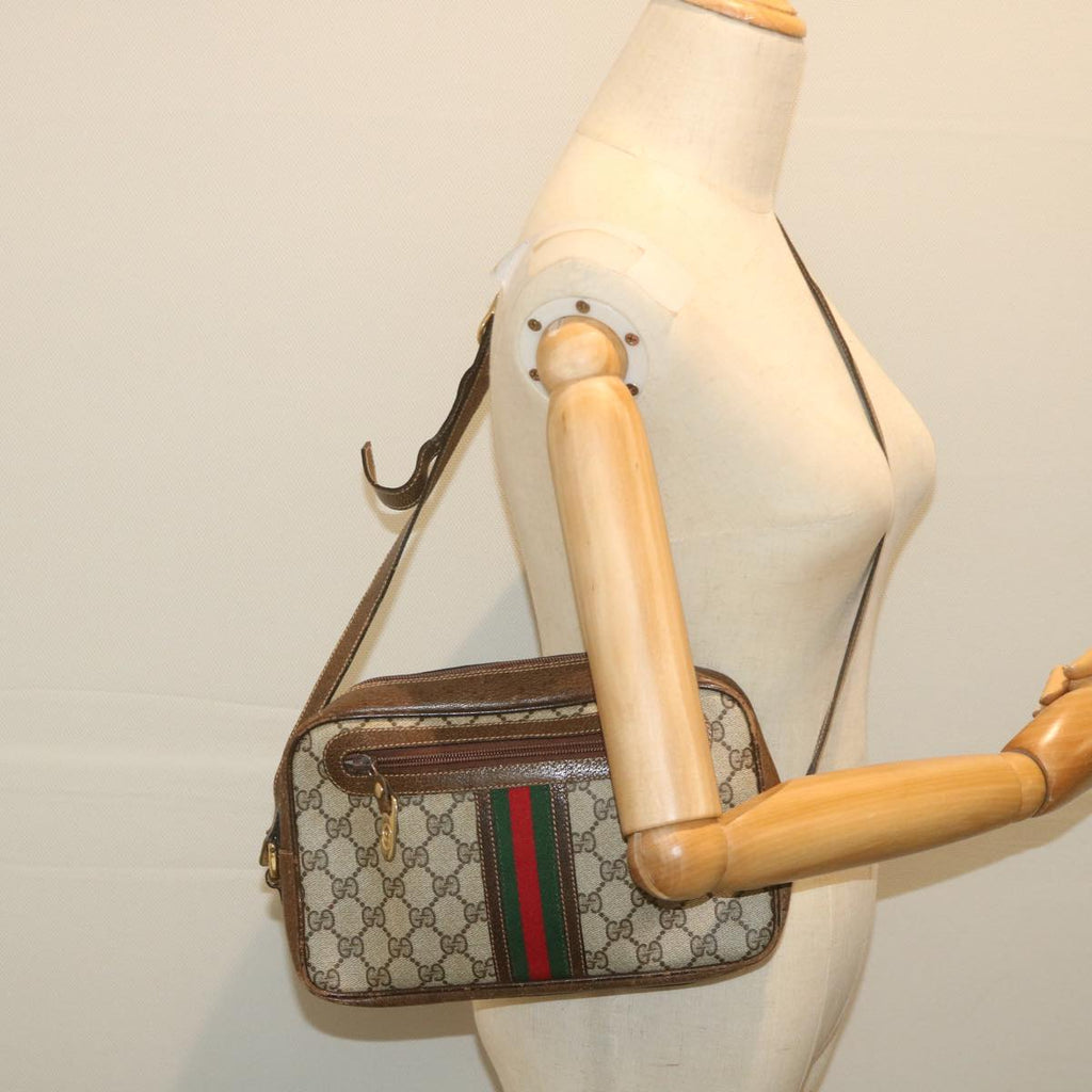 GUCCI GG Supreme Web Sherry Line Shoulder Bag Red Beige Green ep2271