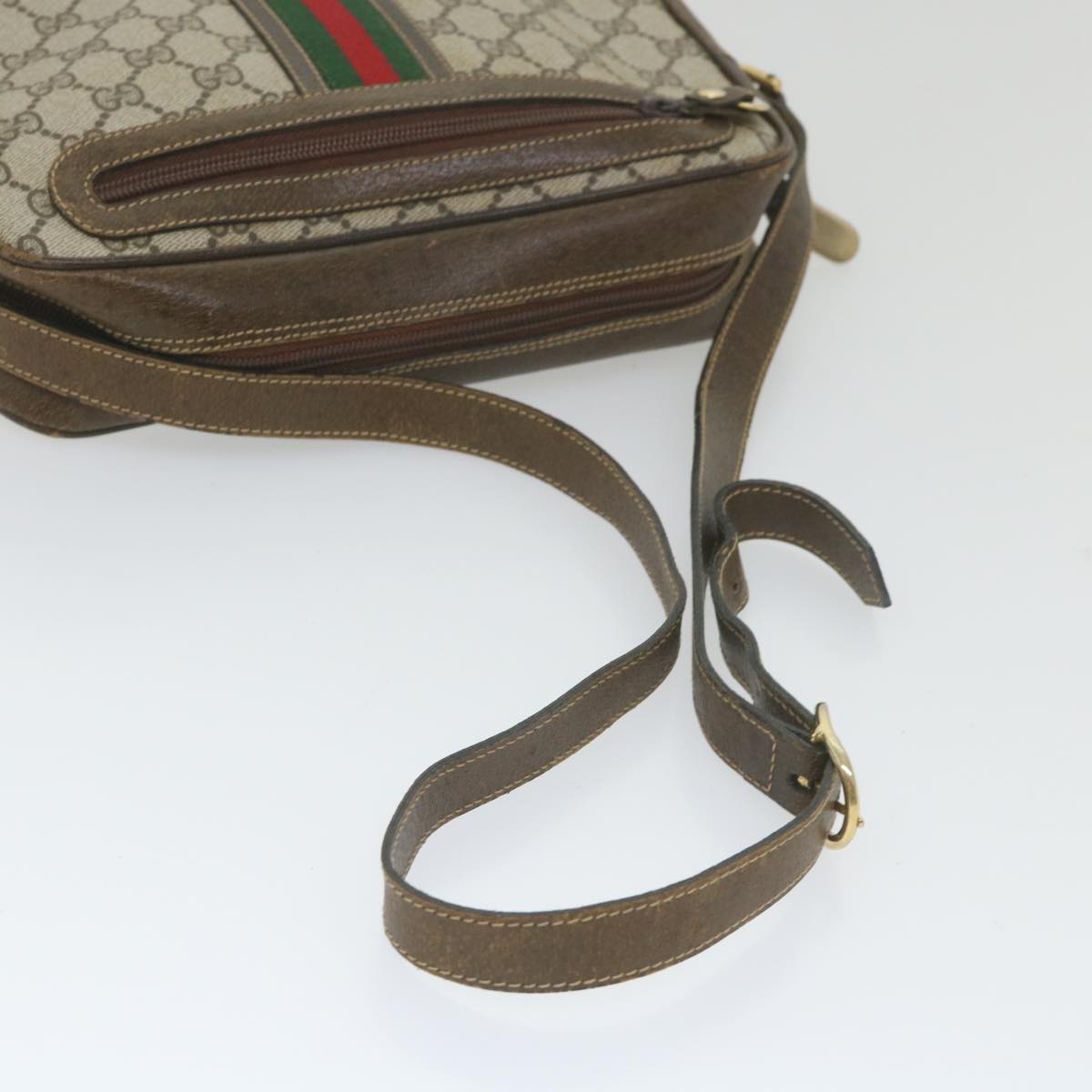 GUCCI GG Supreme Web Sherry Line Shoulder Bag Red Beige Green ep2271