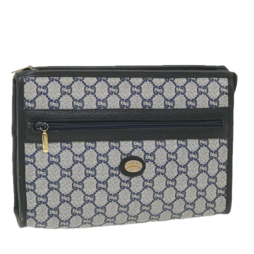 GUCCI GG Plus Supreme Clutch Bag PVC Leather Navy ep2272