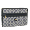 GUCCI GG Plus Supreme Clutch Bag PVC Leather Navy ep2272