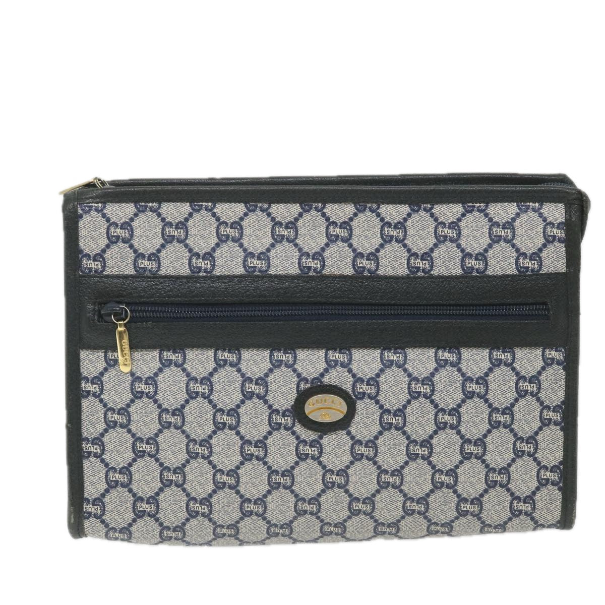 GUCCI GG Plus Supreme Clutch Bag PVC Leather Navy ep2272