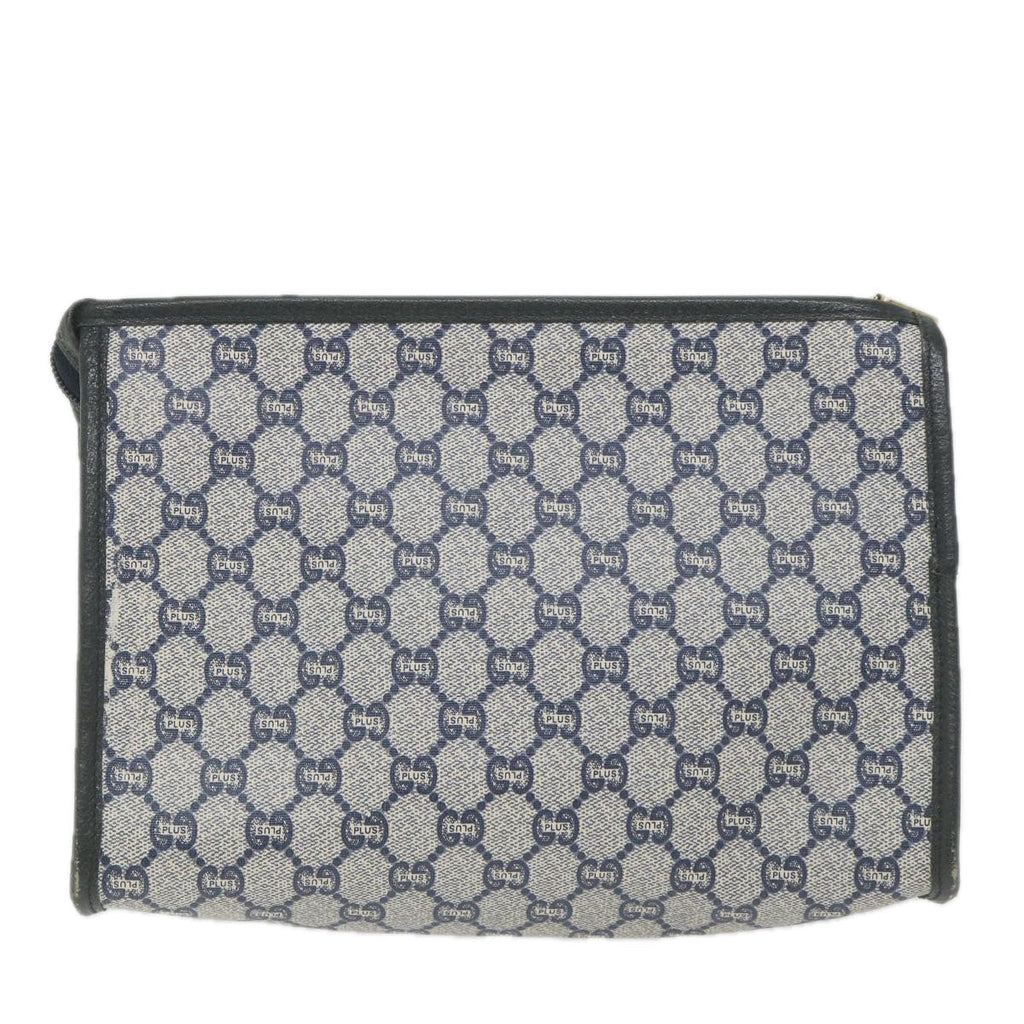 GUCCI GG Plus Supreme Clutch Bag PVC Leather Navy ep2272