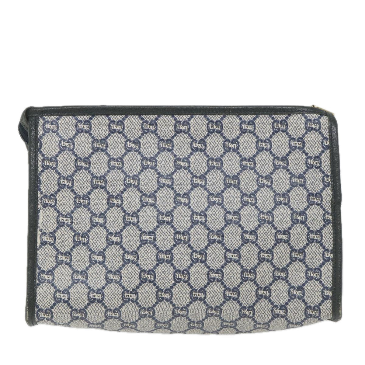 GUCCI GG Plus Supreme Clutch Bag PVC Leather Navy ep2272