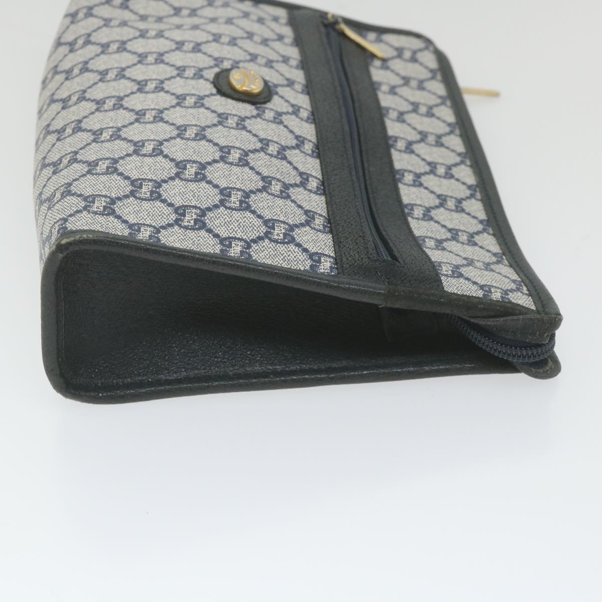 GUCCI GG Plus Supreme Clutch Bag PVC Leather Navy ep2272