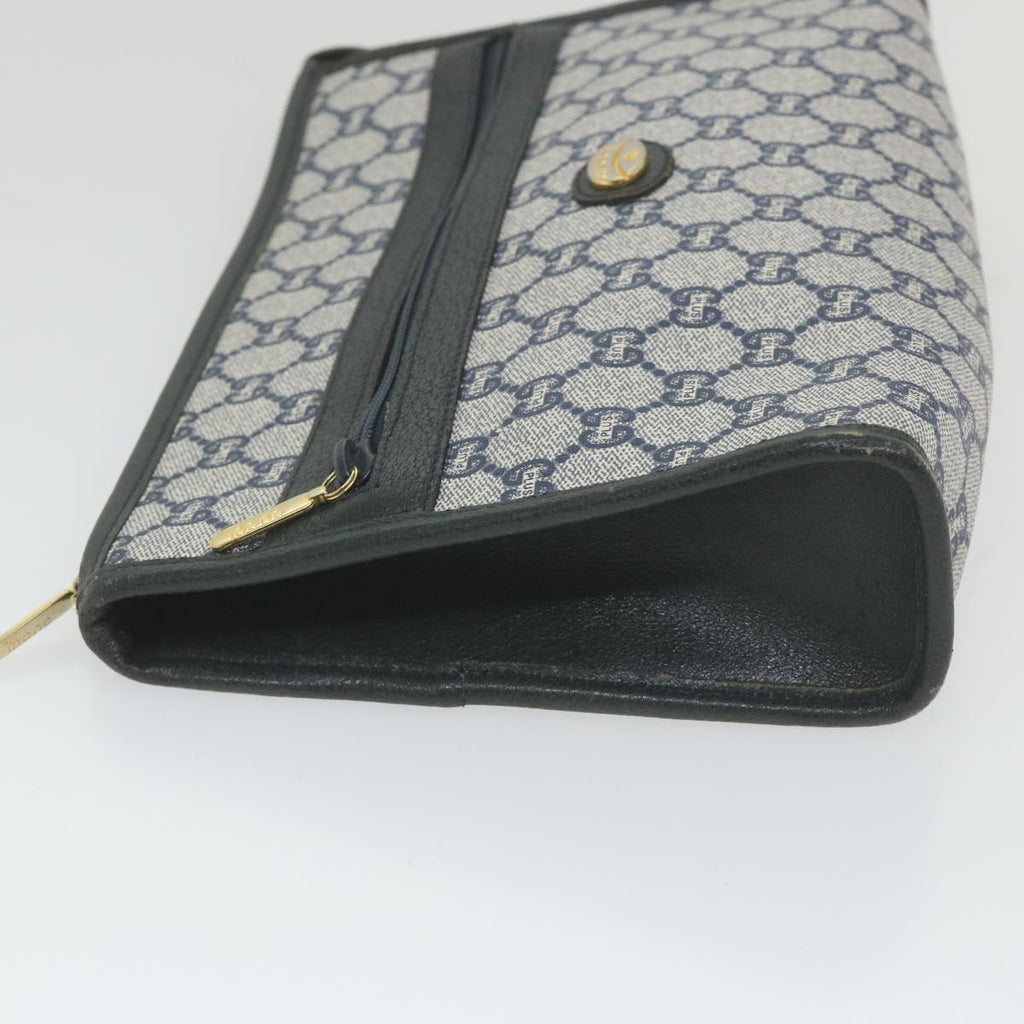 GUCCI GG Plus Supreme Clutch Bag PVC Leather Navy ep2272