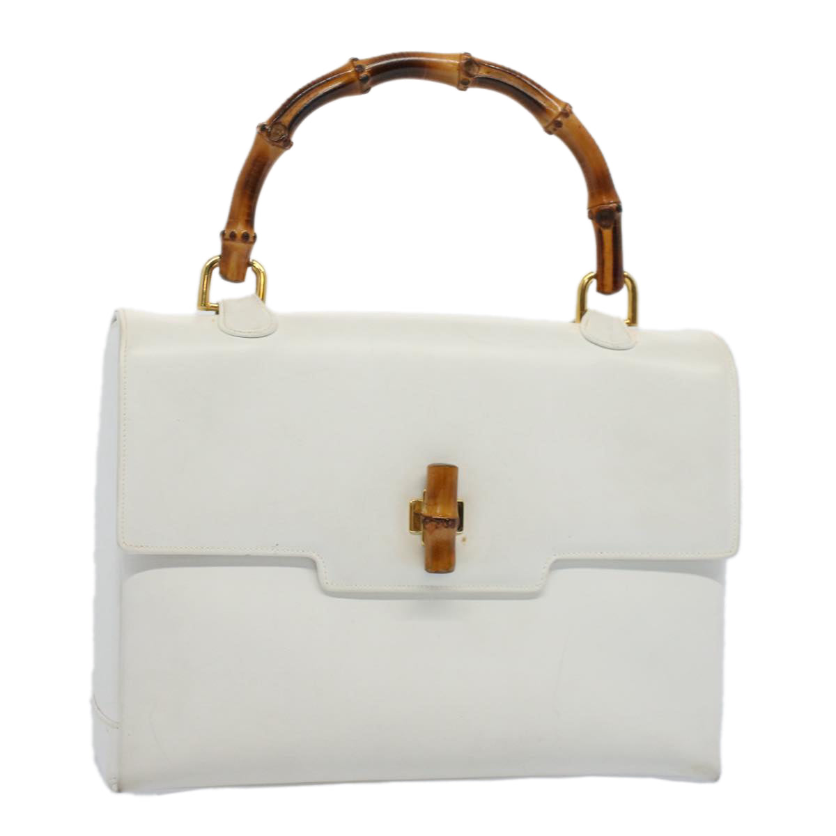 GUCCI Bamboo Hand Bag Leather White 26 000 0029 ep2281