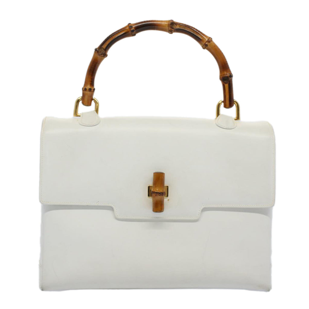 GUCCI Bamboo Hand Bag Leather White 26 000 0029 ep2281