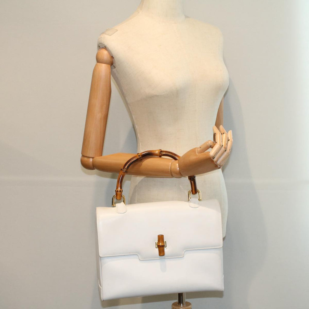 GUCCI Bamboo Hand Bag Leather White 26 000 0029 ep2281