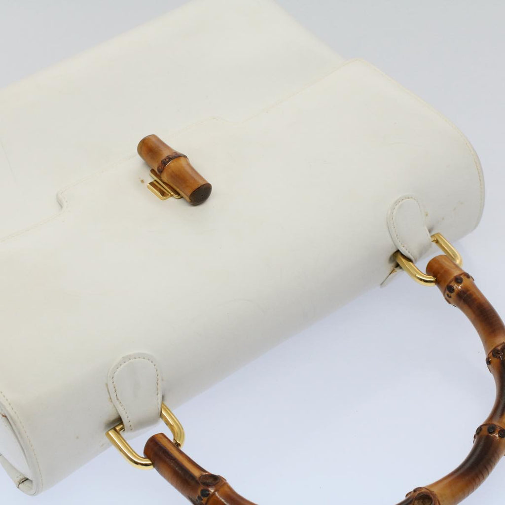 GUCCI Bamboo Hand Bag Leather White 26 000 0029 ep2281