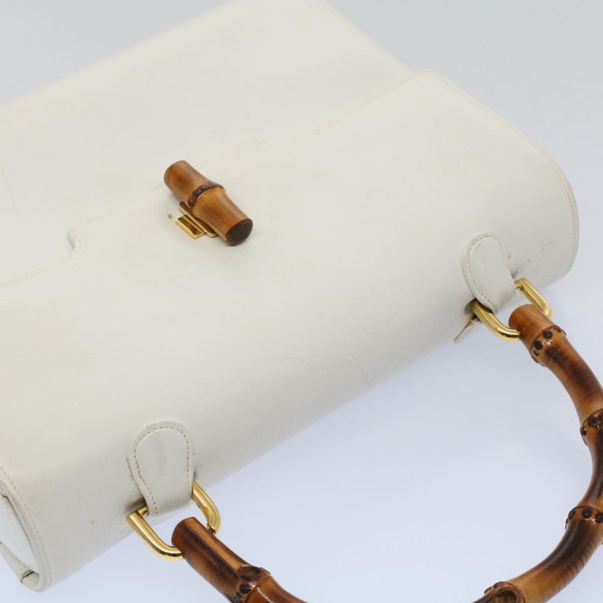GUCCI Bamboo Hand Bag Leather White 26 000 0029 ep2281