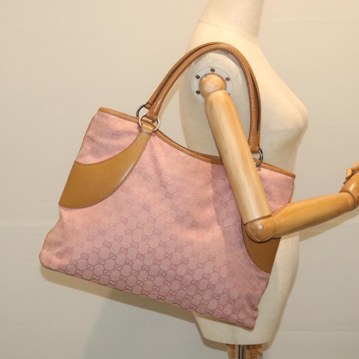 GUCCI GG Canvas Tote Bag Pink 113016 ep2292