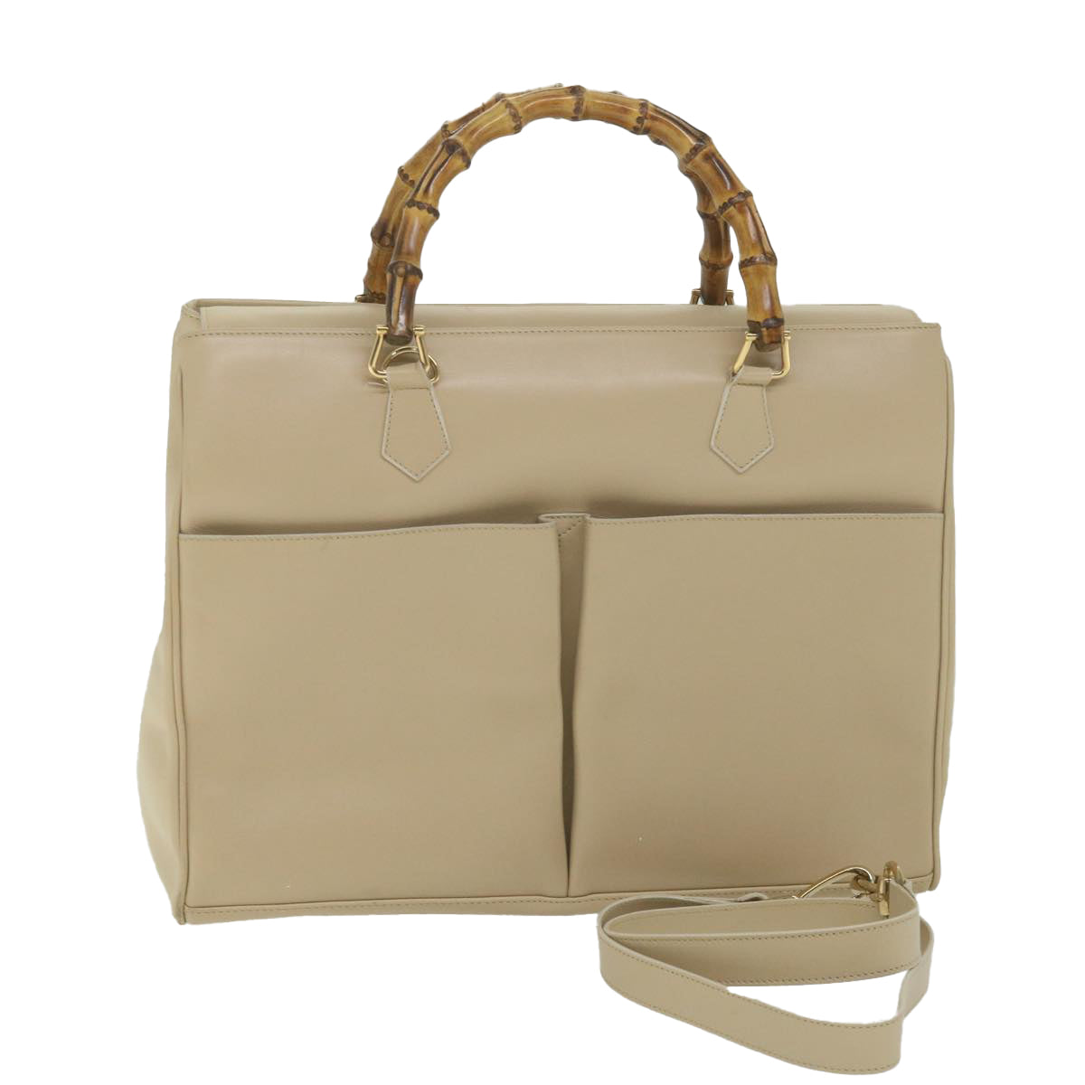 GUCCI Bamboo Hand Bag Leather 2way Beige 002 2855 0322 0 ep2294