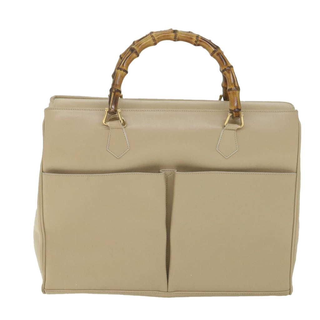 GUCCI Bamboo Hand Bag Leather 2way Beige 002 2855 0322 0 ep2294