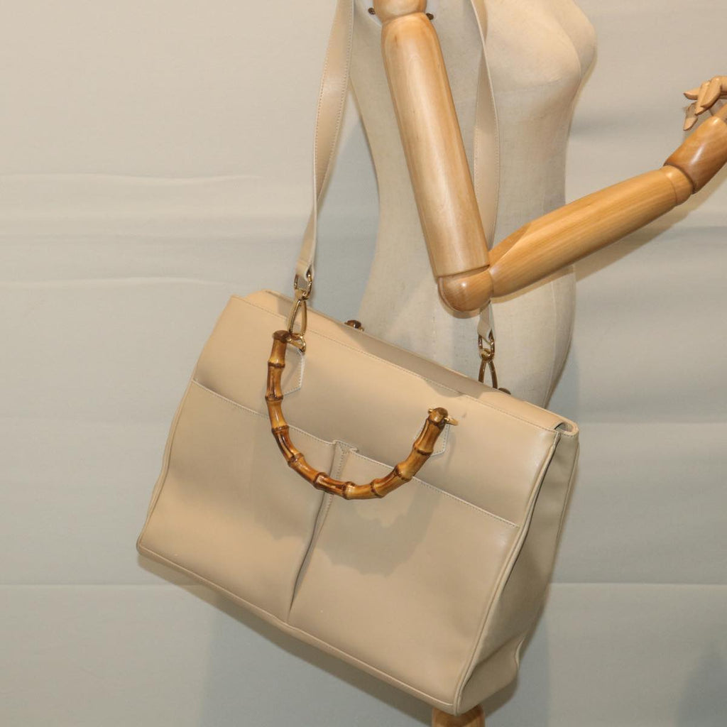 GUCCI Bamboo Hand Bag Leather 2way Beige 002 2855 0322 0 ep2294