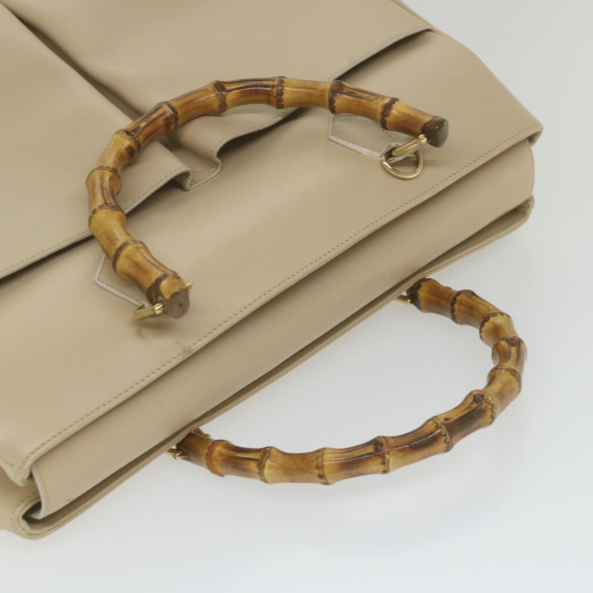 GUCCI Bamboo Hand Bag Leather 2way Beige 002 2855 0322 0 ep2294