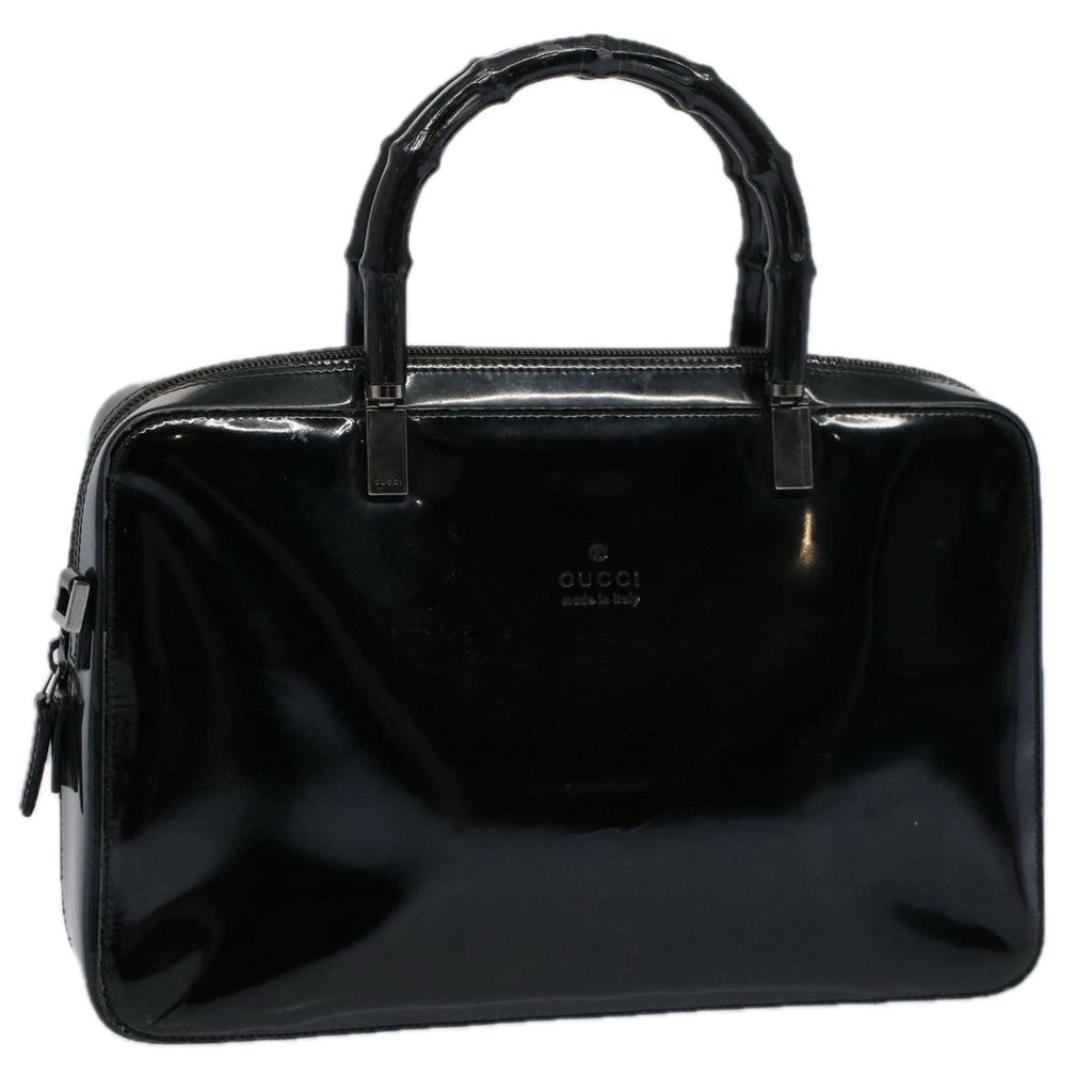 GUCCI Bamboo Hand Bag Enamel Black 000 0828 3754 ep2302