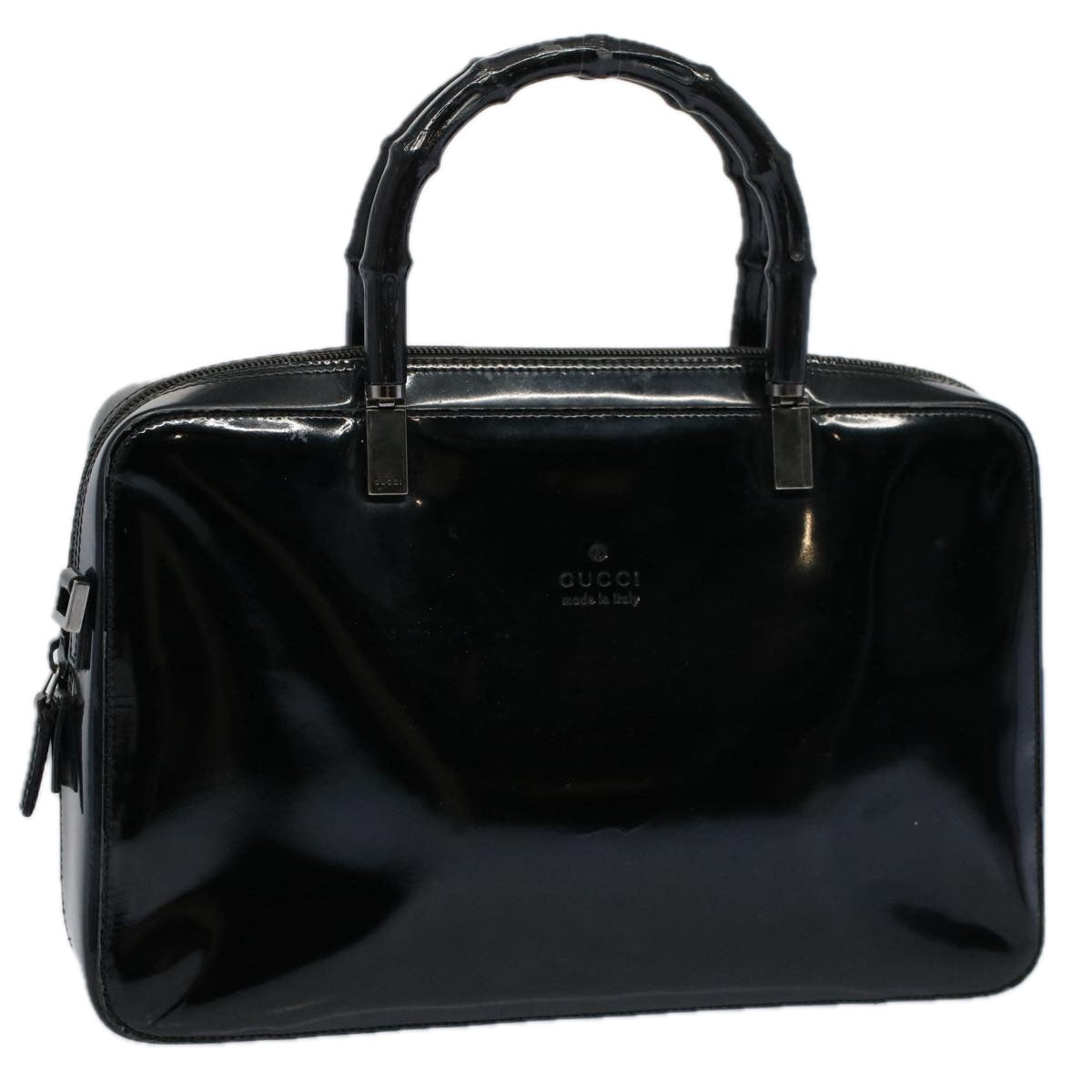 GUCCI Bamboo Hand Bag Enamel Black 000 0828 3754 ep2302