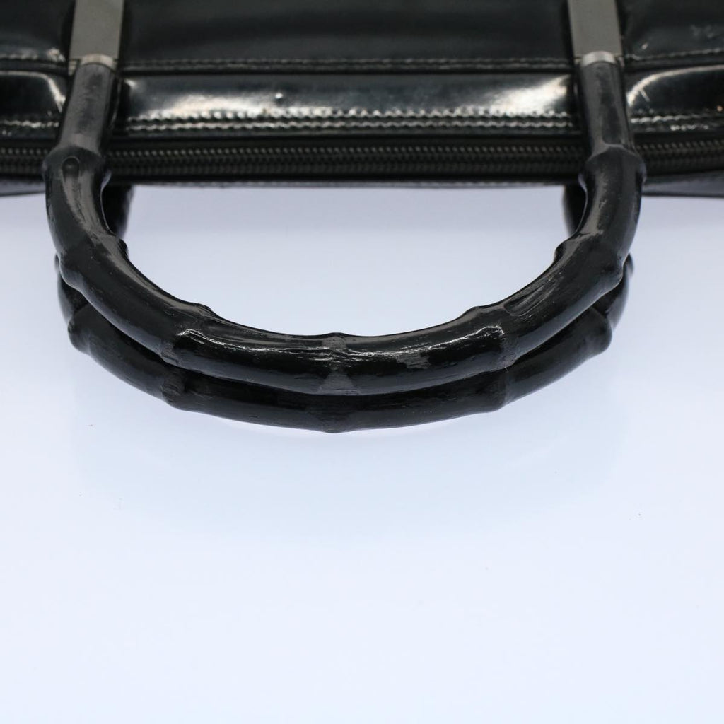 GUCCI Bamboo Hand Bag Enamel Black 000 0828 3754 ep2302