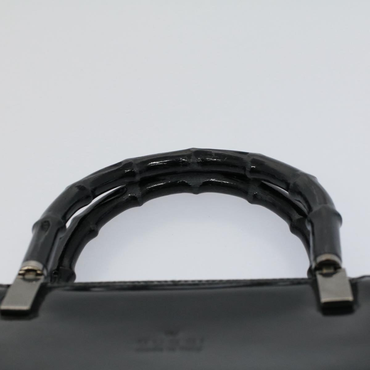 GUCCI Bamboo Hand Bag Enamel Black 000 0828 3754 ep2302