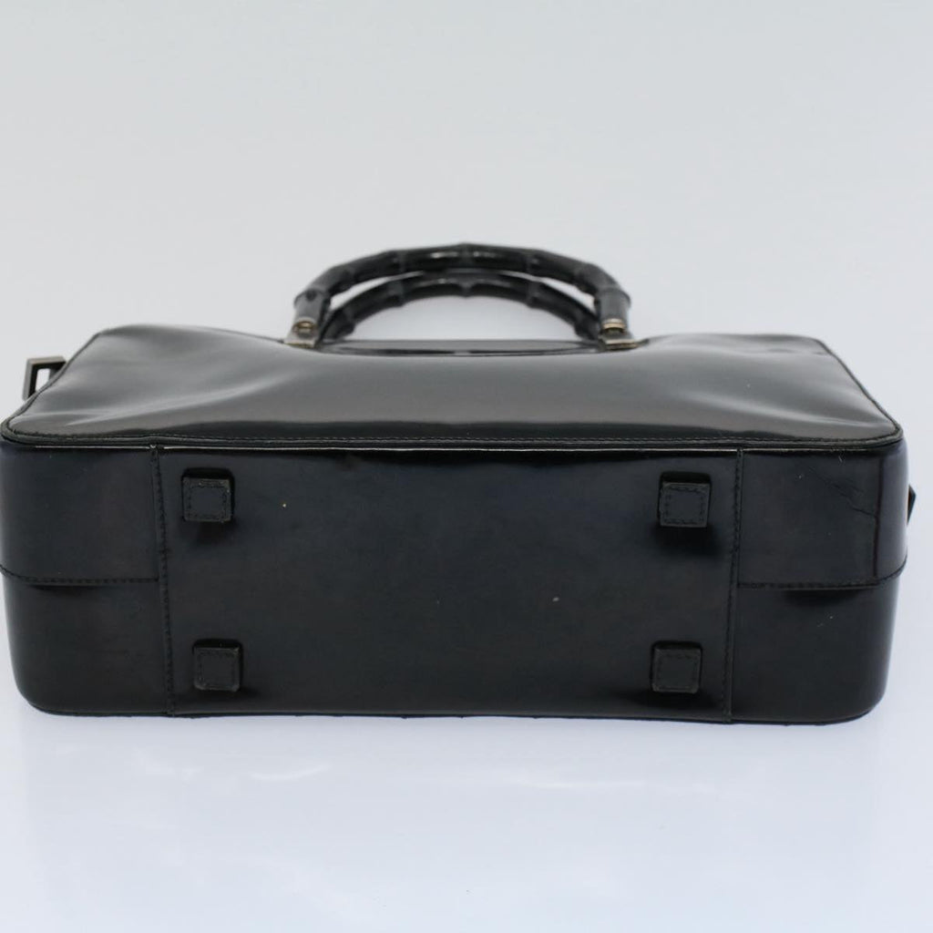 GUCCI Bamboo Hand Bag Enamel Black 000 0828 3754 ep2302