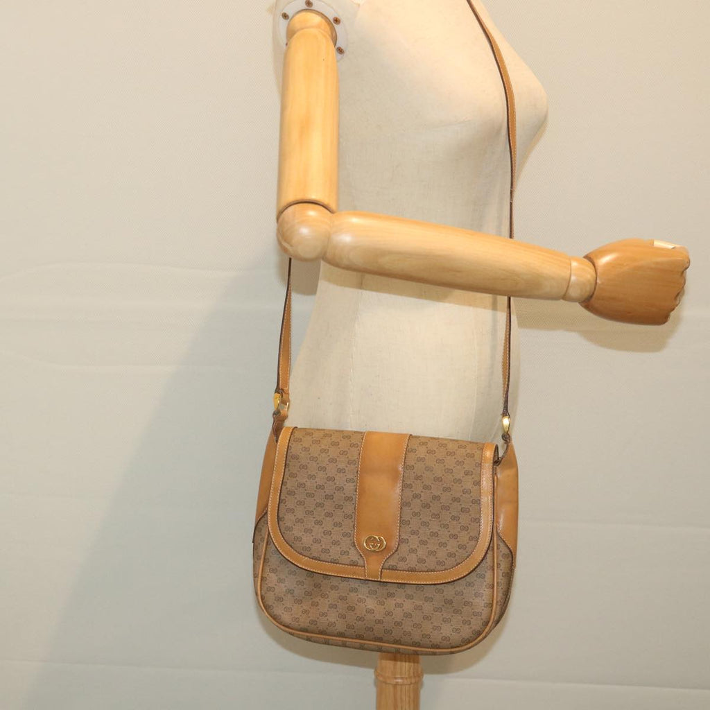 GUCCI Micro GG Supreme Shoulder Bag PVC Leather Beige ep2305