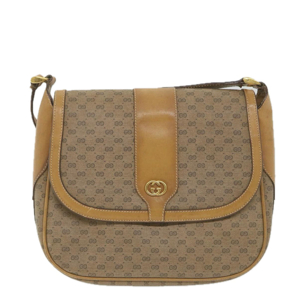 GUCCI Micro GG Supreme Shoulder Bag PVC Leather Beige ep2305