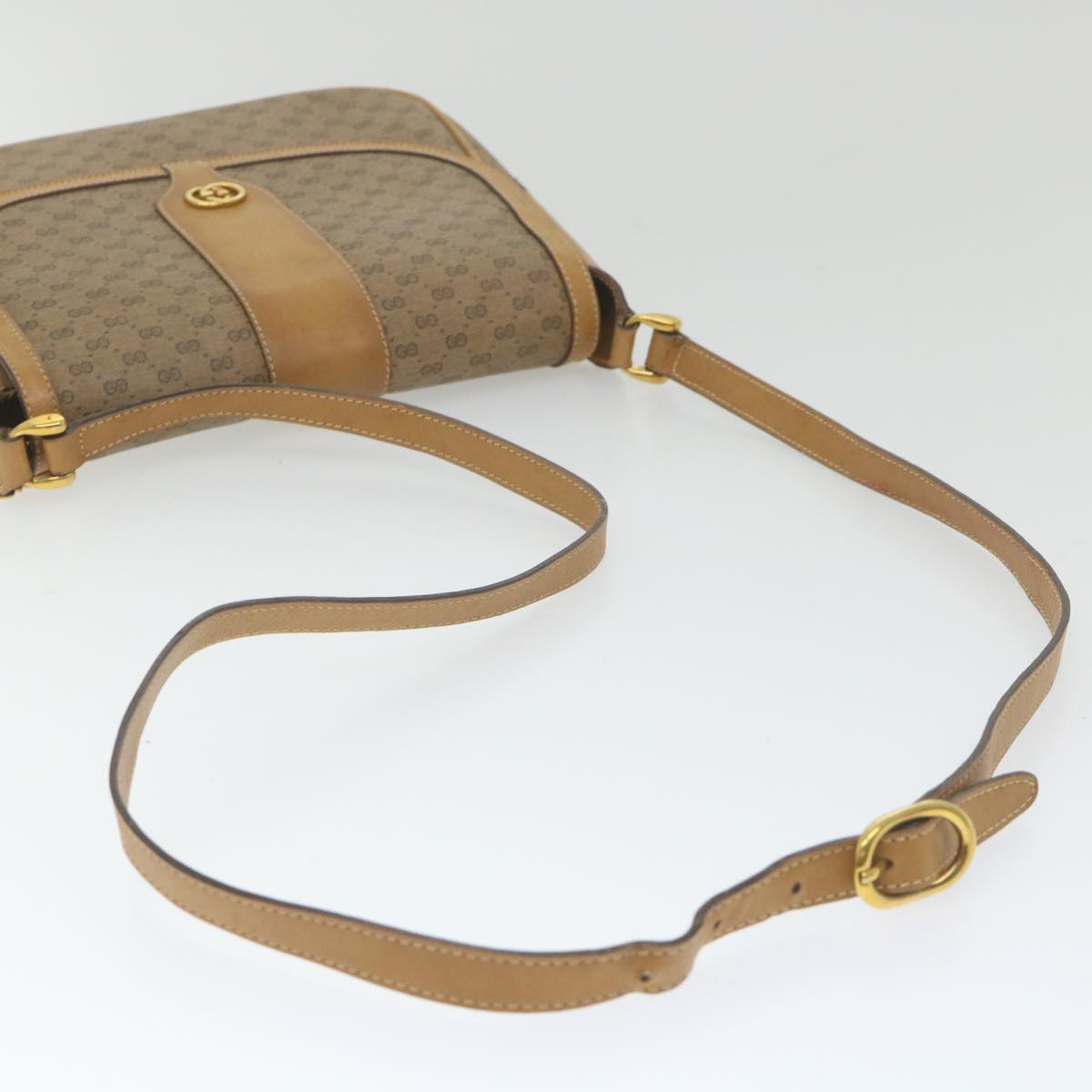 GUCCI Micro GG Supreme Shoulder Bag PVC Leather Beige ep2305