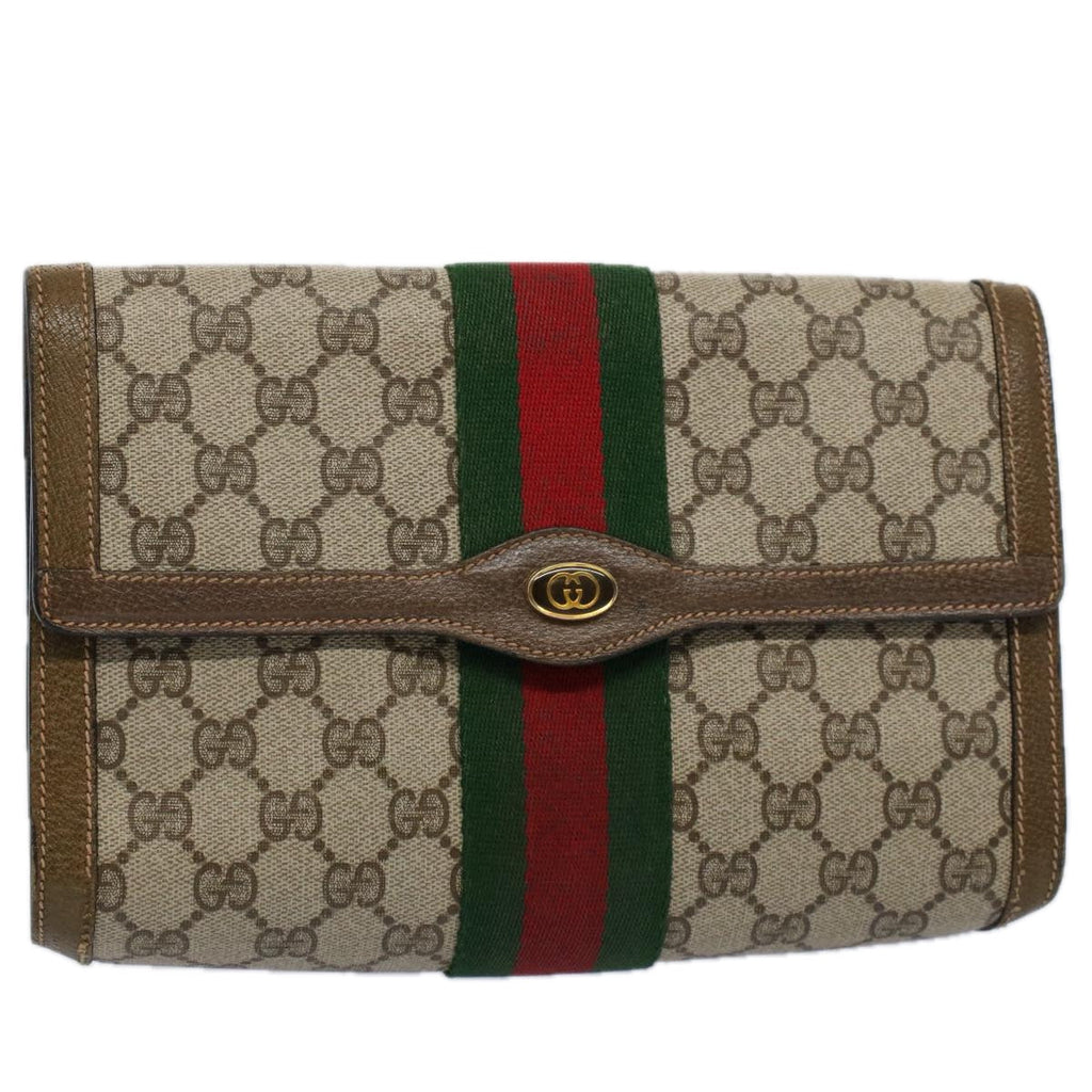 GUCCI GG Supreme Web Sherry Line Clutch Bag Beige Red 89 01 006 ep2311