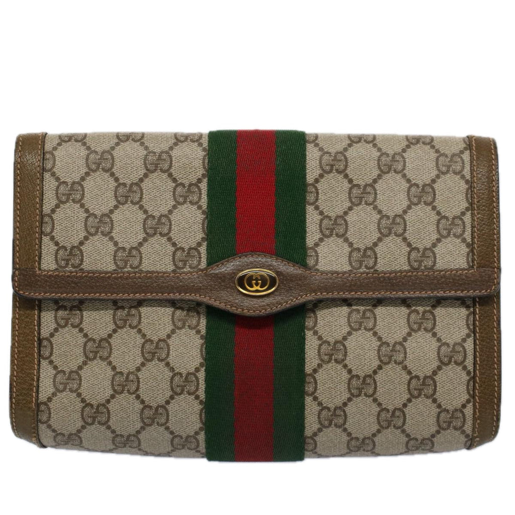 GUCCI GG Supreme Web Sherry Line Clutch Bag Beige Red 89 01 006 ep2311