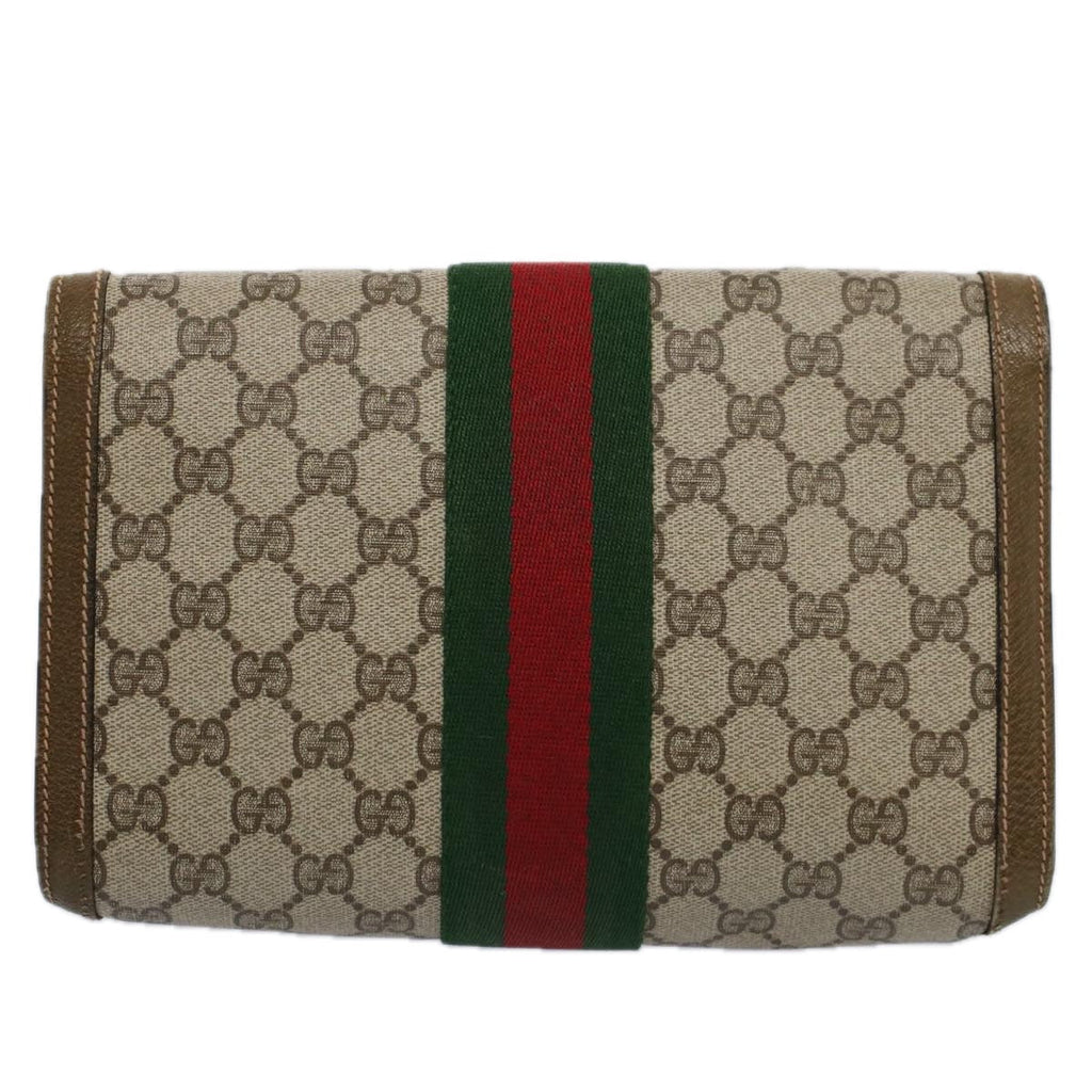 GUCCI GG Supreme Web Sherry Line Clutch Bag Beige Red 89 01 006 ep2311