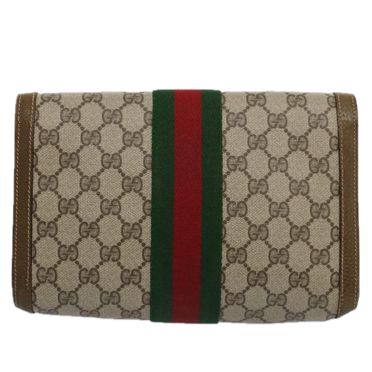GUCCI GG Supreme Web Sherry Line Clutch Bag Beige Red 89 01 006 ep2311