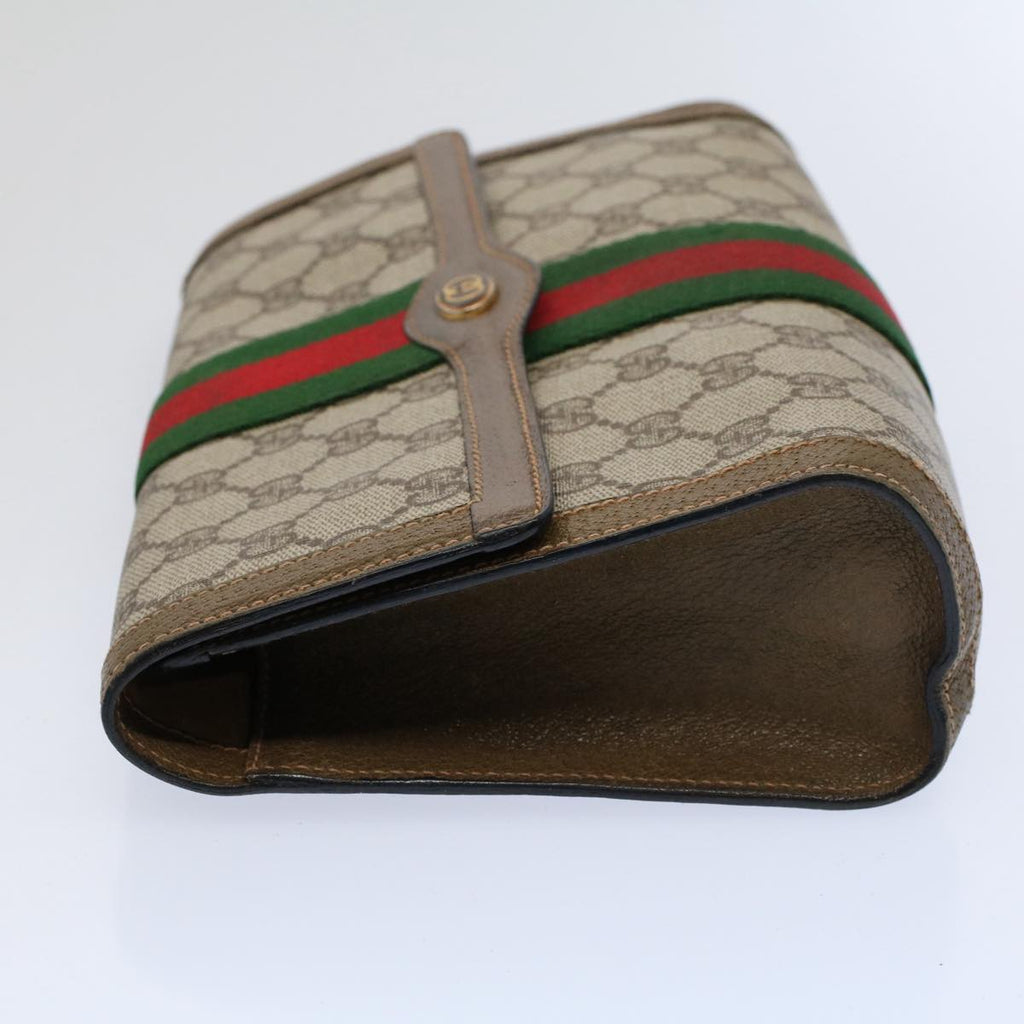 GUCCI GG Supreme Web Sherry Line Clutch Bag Beige Red 89 01 006 ep2311