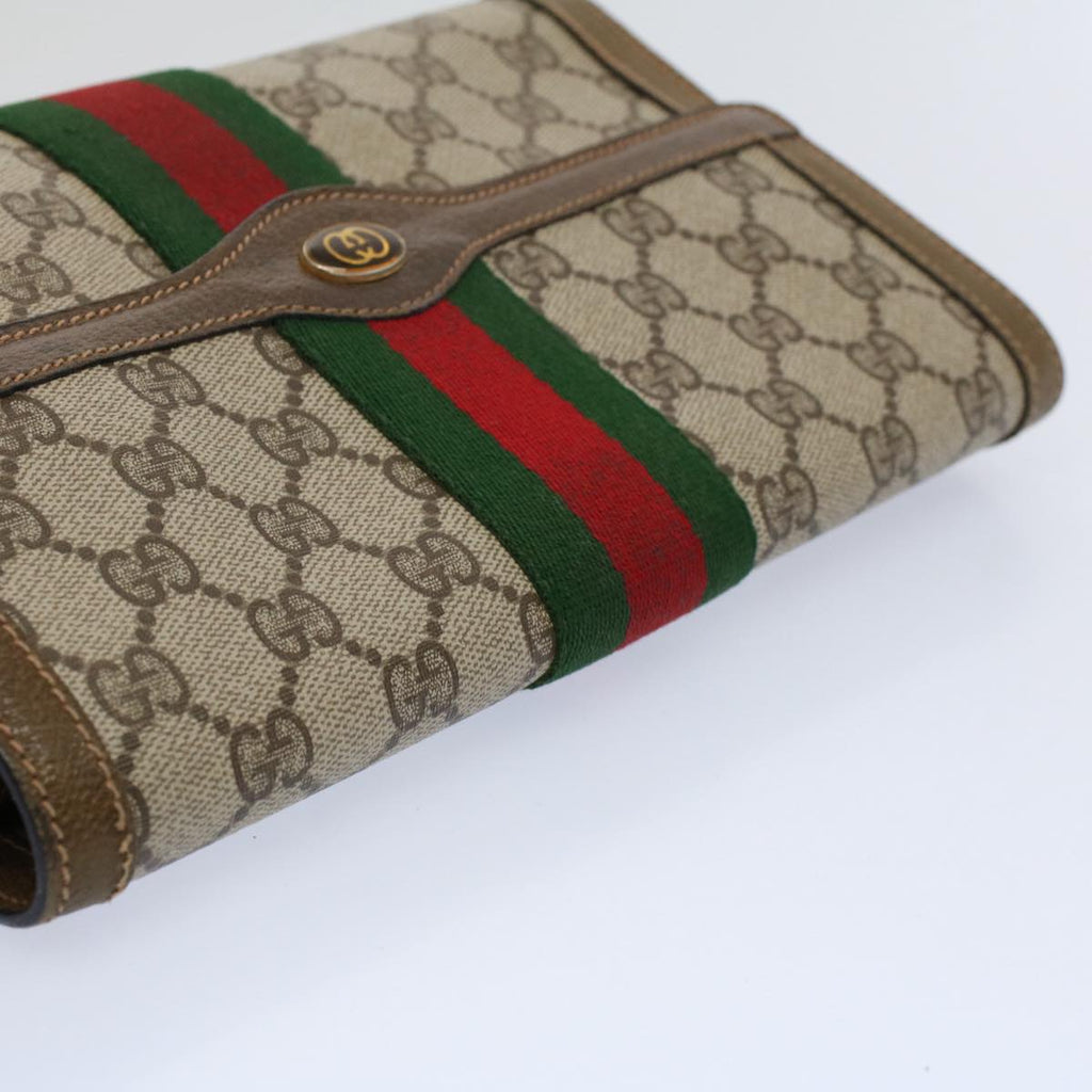 GUCCI GG Supreme Web Sherry Line Clutch Bag Beige Red 89 01 006 ep2311