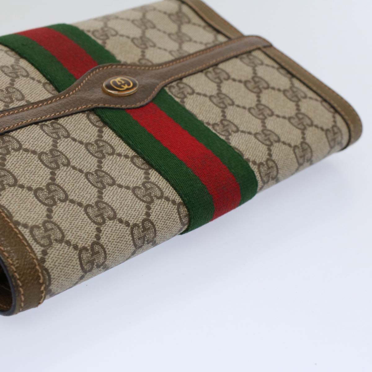 GUCCI GG Supreme Web Sherry Line Clutch Bag Beige Red 89 01 006 ep2311